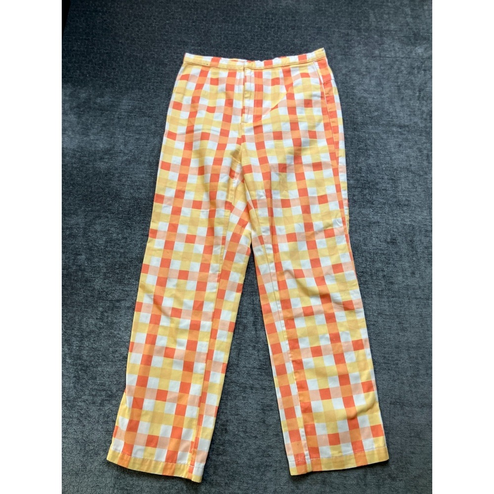 Free People She's All That Pants Women 8 Multicolor Plaid Straight Leg High Rise